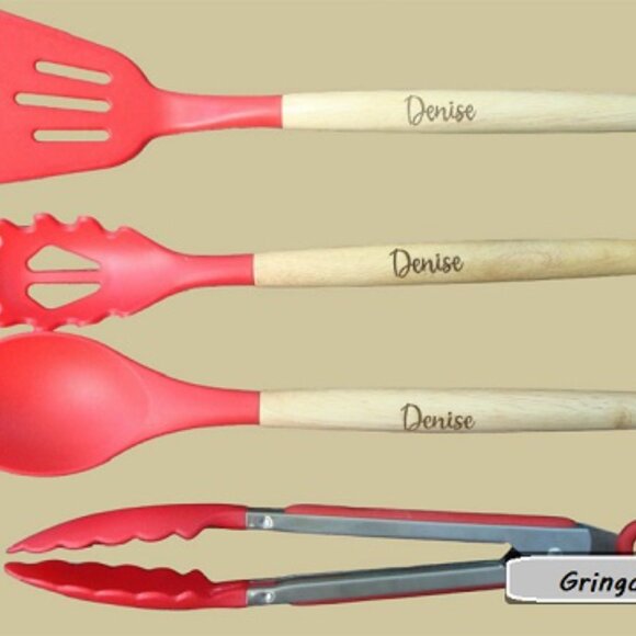 Personalized Silicone Utensils 12 PCs silicone spatula spoon set kitchen set - Picture 7 of 9